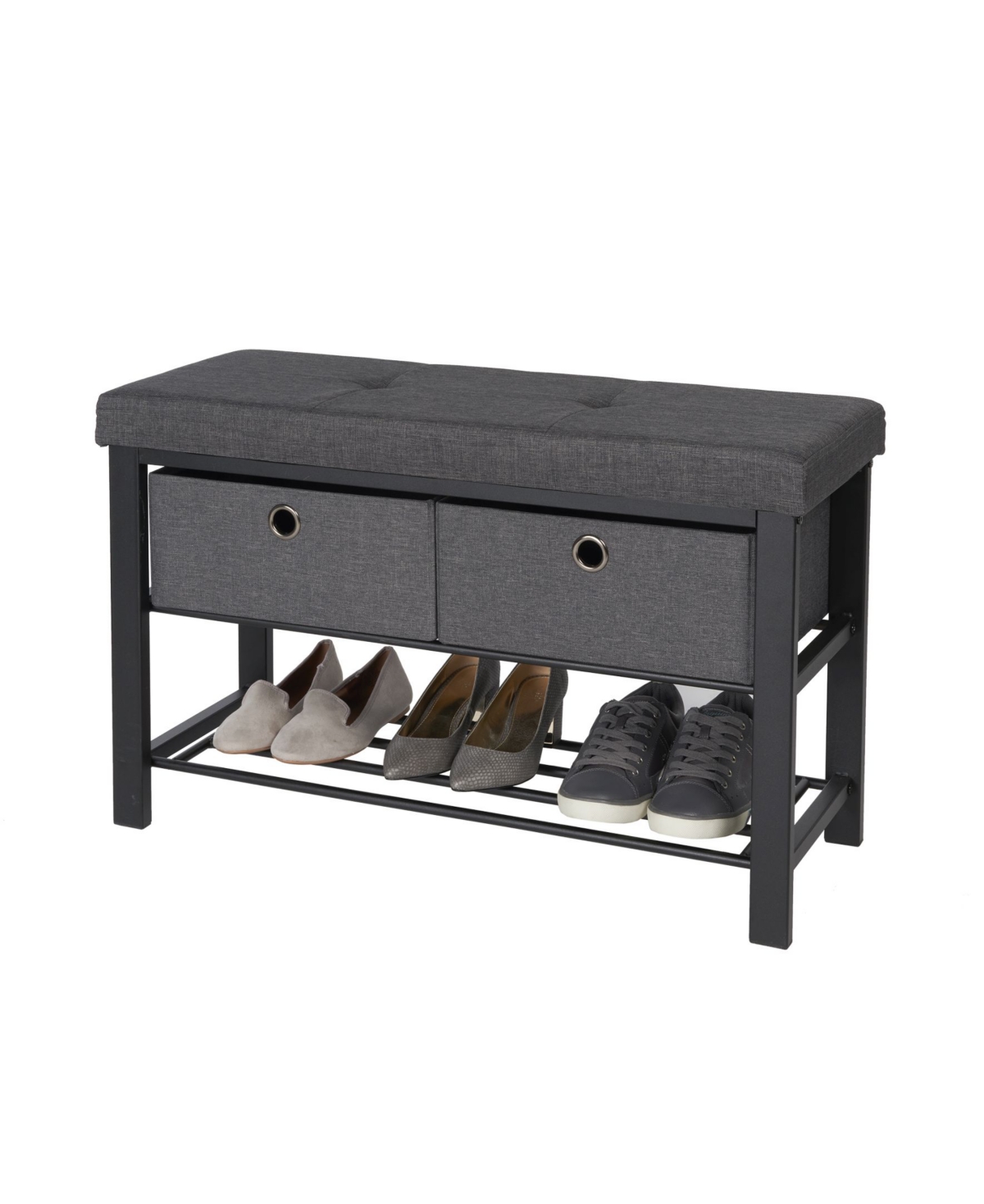 Cushioned Shoe Storage Bench with Drawers - Black, Anthracite