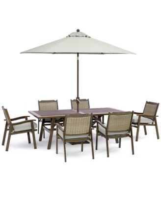 Agio Kathan Outdoor Aluminum 7-Pc Dining Set (84" x 42 Rectangle Dining Table, 6 Dining Chairs), Created for Macy's
