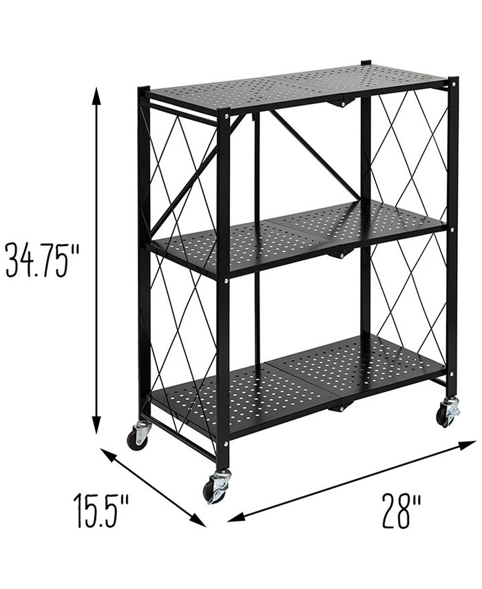 Honey Can Do Collapsible 3Tier Wheeled Metal Shelf Macy's