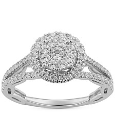 Diamond Princess-Inspired Halo Cluster Ring (5/8 ct. t.w.) in 14k White Gold