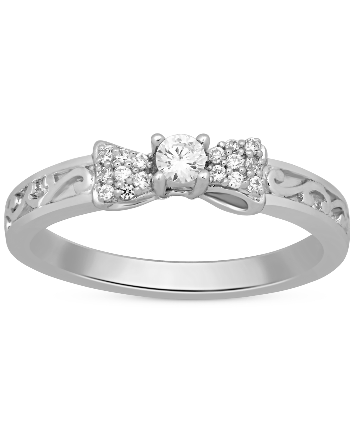Enchanted Disney Fine Jewelry Diamond Snow White Bow Ring (1/6 ct. t.w.) in 10k White Gold
