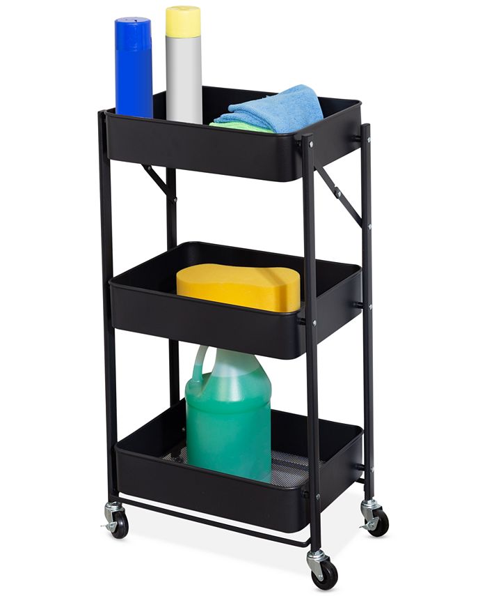 Honey Can Do 3Tier Metal Folding Wheeled Cart Macy's