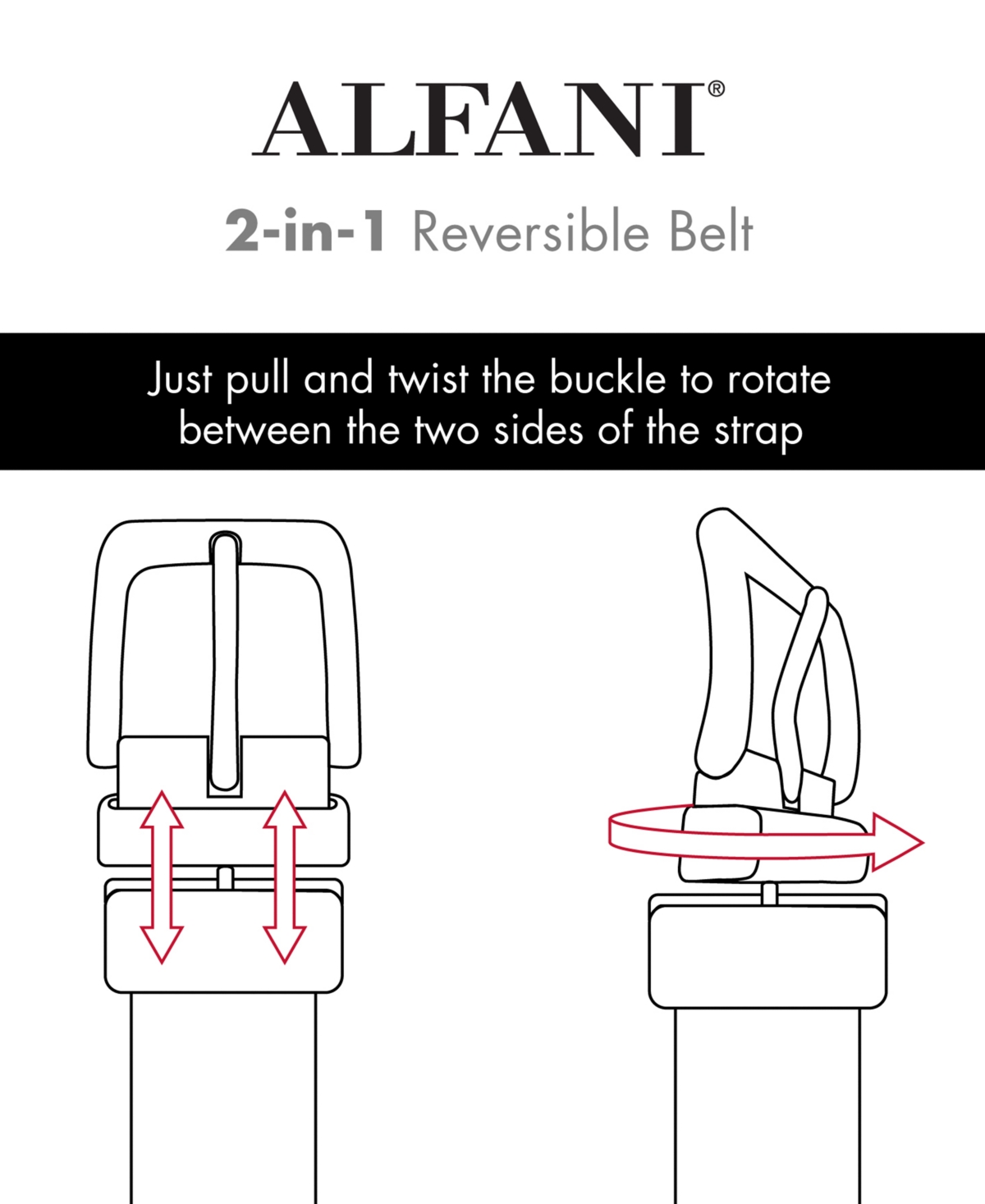 Shop Alfani Men's Reversible Compression Buckle Belt, Created For Macy's In Black,brown