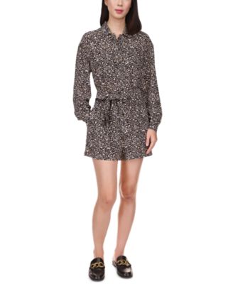 Michael Kors Printed Tie-Waist Romper 