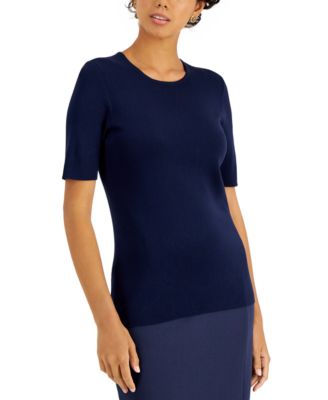 Tahari ASL - Women's Short-Sleeve Crewneck T-Shirt Sweater