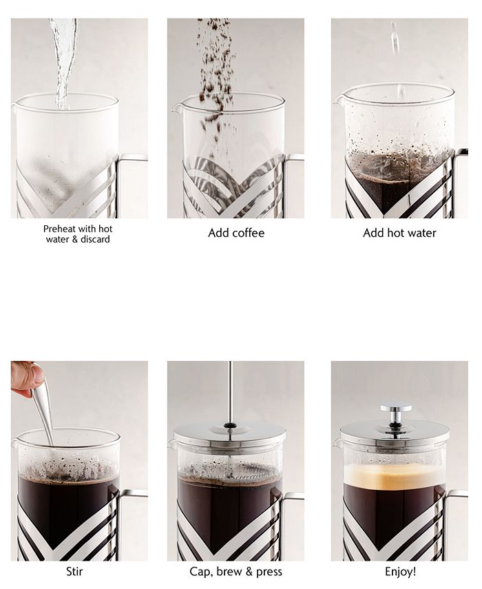 Ovente French Press Aus Edelstahl & Borosilikatglas – 963 Ml, Mit 3 Filtern, Für Kaffee, Tee & Mehr