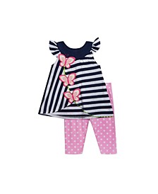 Baby Girls Stripe Knit Top with Leggings Set, 2 Piece Set