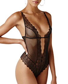Isabelle Lace and Imitation Pearl Lingerie Bodysuit #ALB102