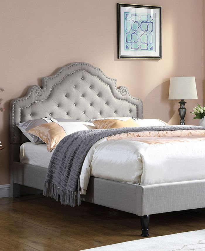 Best Master Furniture Theresa Modern Tufted with Nailhead Trim Bed