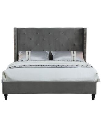 Valentina Upholstered Wingback Platform Bed, Full - Macy's