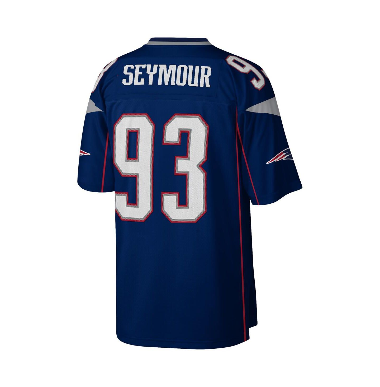 Мужской топ Mitchell & Ness Richard Seymour Navy New England Patriots 2003 Legacy Replica Jersey — фото 2