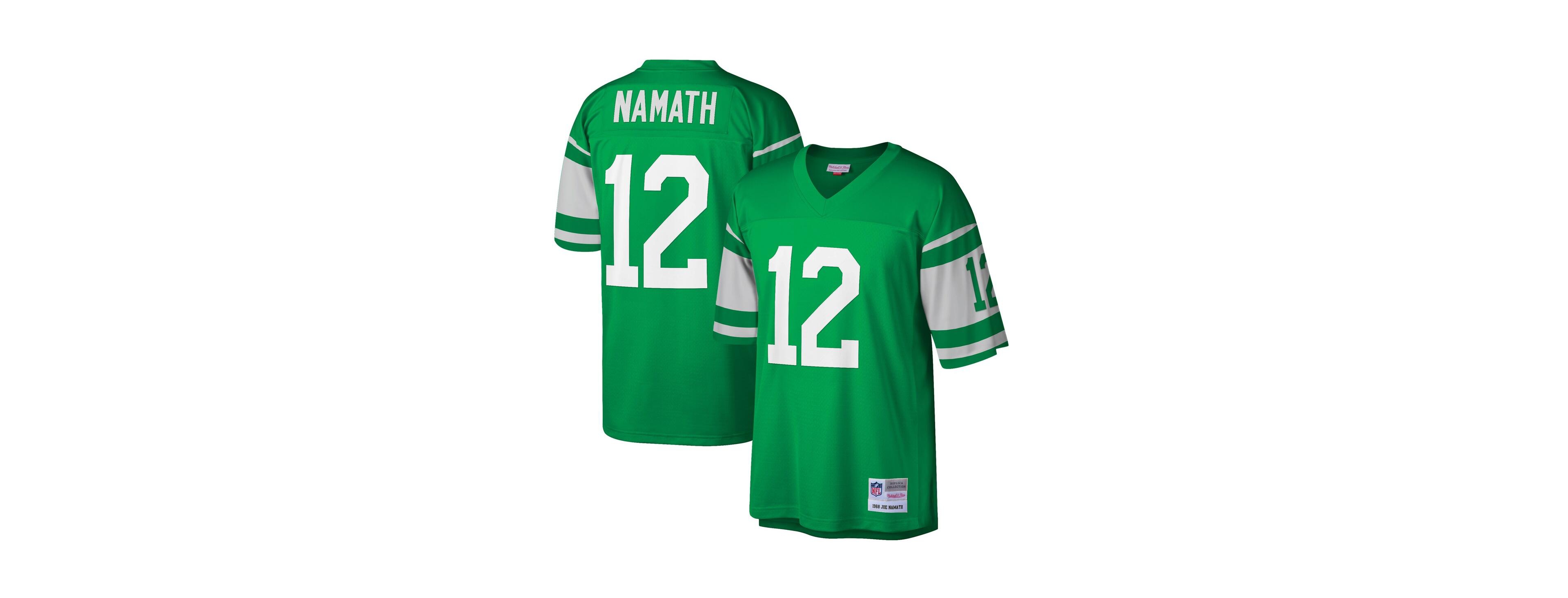 Men's Joe Namath Green New York Jets Big and Tall 1968 Retired Player Replica Jersey