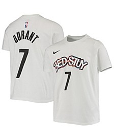 Youth Boys Kevin Durant White Brooklyn Nets Name and Number Performance T-shirt