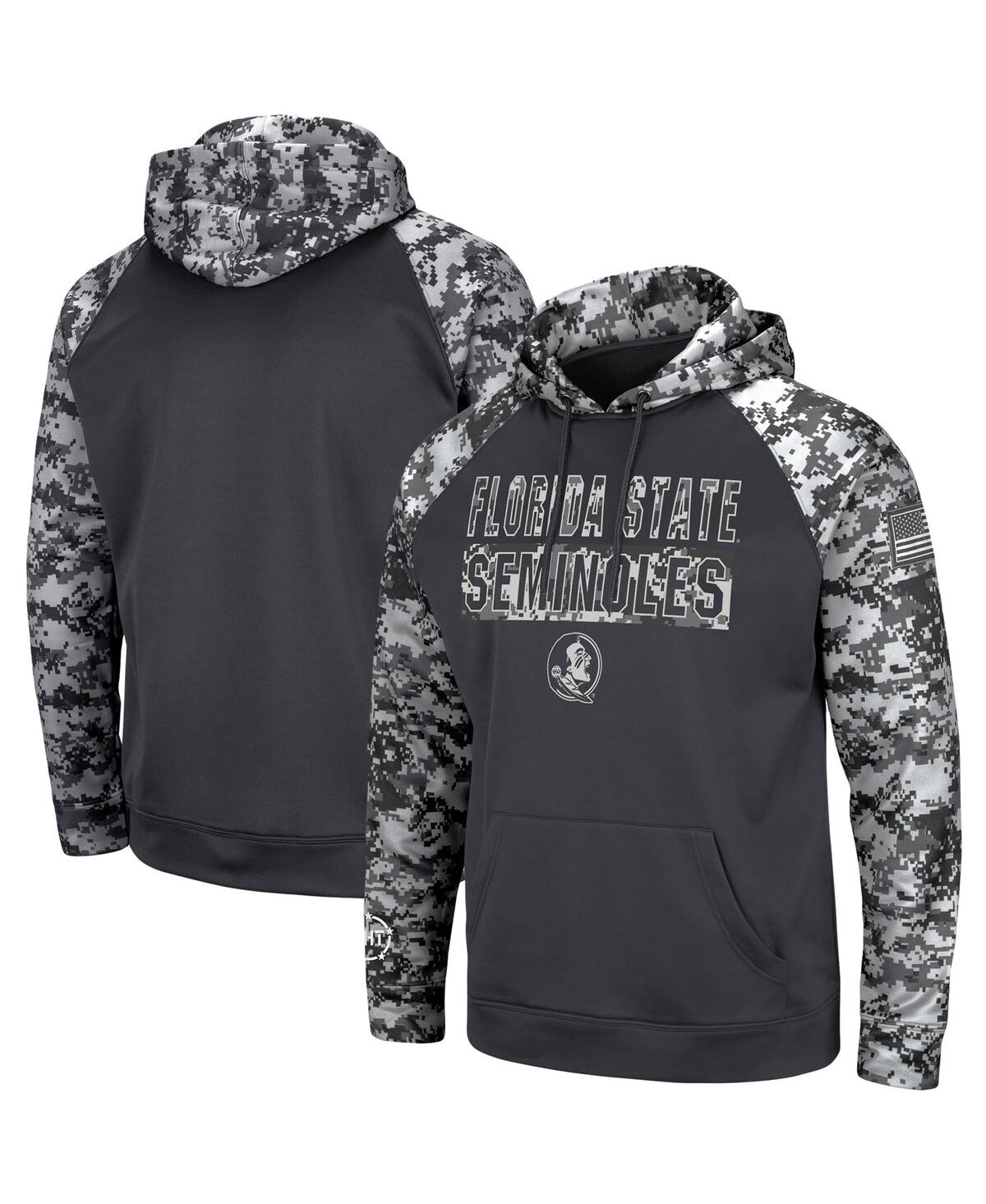 Colosseum Men's Charcoal Florida State Seminoles Oht Military-inspired Appreciation Digital Camo Pullover Hood In Charcoal