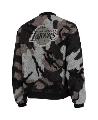 Women's Black Los Angeles Lakers Camo Sherpa Full-Zip Bomber Jacket
