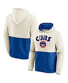 Men's Oatmeal, Royal Chicago Cubs Vintage-Like Arch Pullover Hoodie