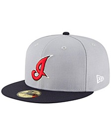 Men's Gray Cleveland Indians Cooperstown Collection Logo 59FIFTY Fitted Hat