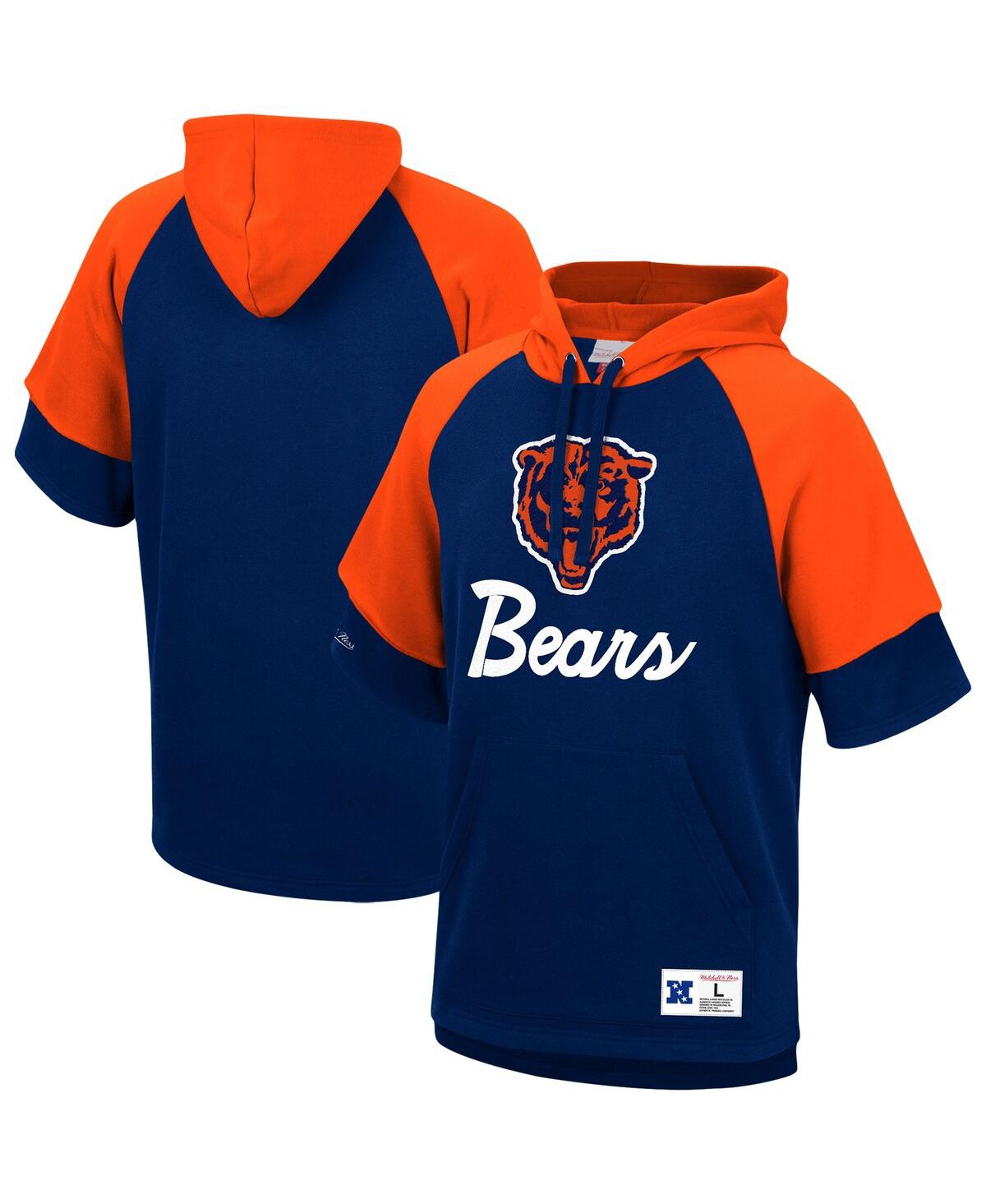 Mitchell & Ness Men's Navy Chicago Bears Home Advantage Raglan Short Sleeve Pullover Hoodie