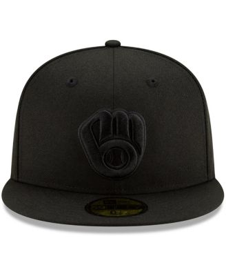 Men's Black Milwaukee Brewers Black on Black 59FIFTY Fitted Hat