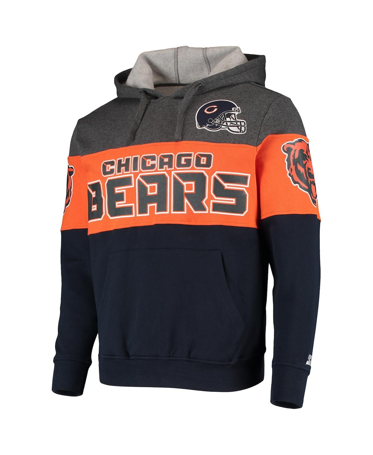 Starter Men's Heathered Gray, Orange Chicago Bears Extreme Fireballer Pullover Hoodie In Heathered Gray,orange