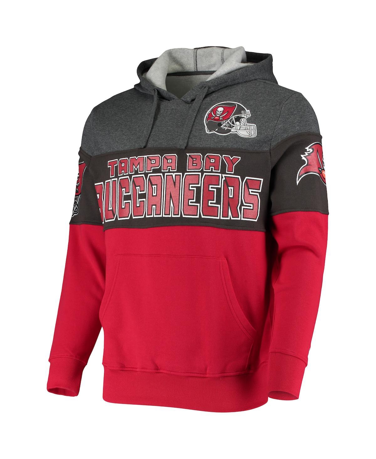 Starter Men's Heathered Pewter, Red Tampa Bay Buccaneers Extreme Fireballer Pullover Hoodie In Pewter,red