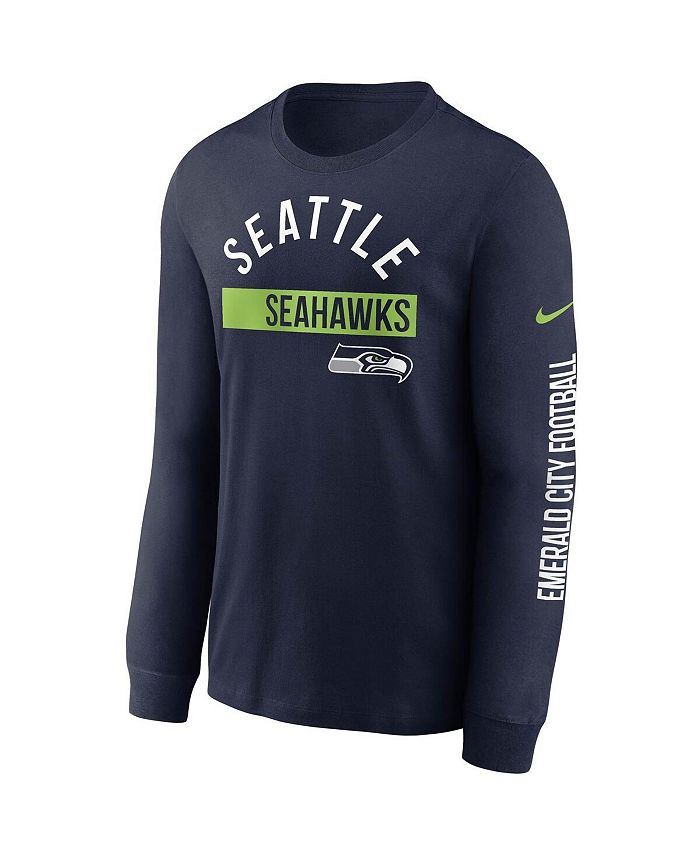 Nike Men's College Navy Seattle Seahawks Fan Gear Color Bar Long Sleeve ...