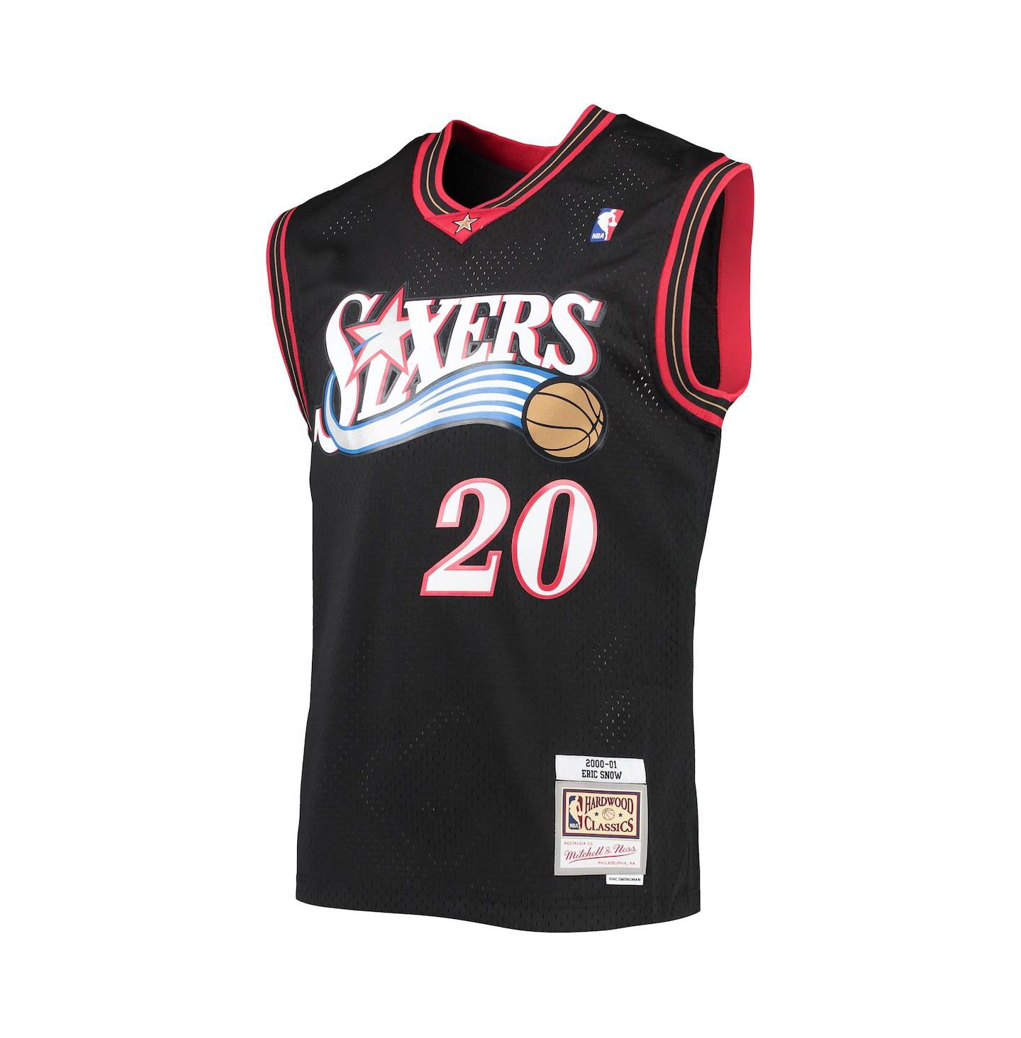 Мужской топ Mitchell & Ness Eric Snow Black Philadelphia 76ers 2000-01 Hardwood Classics Swingman Jersey — фото 3