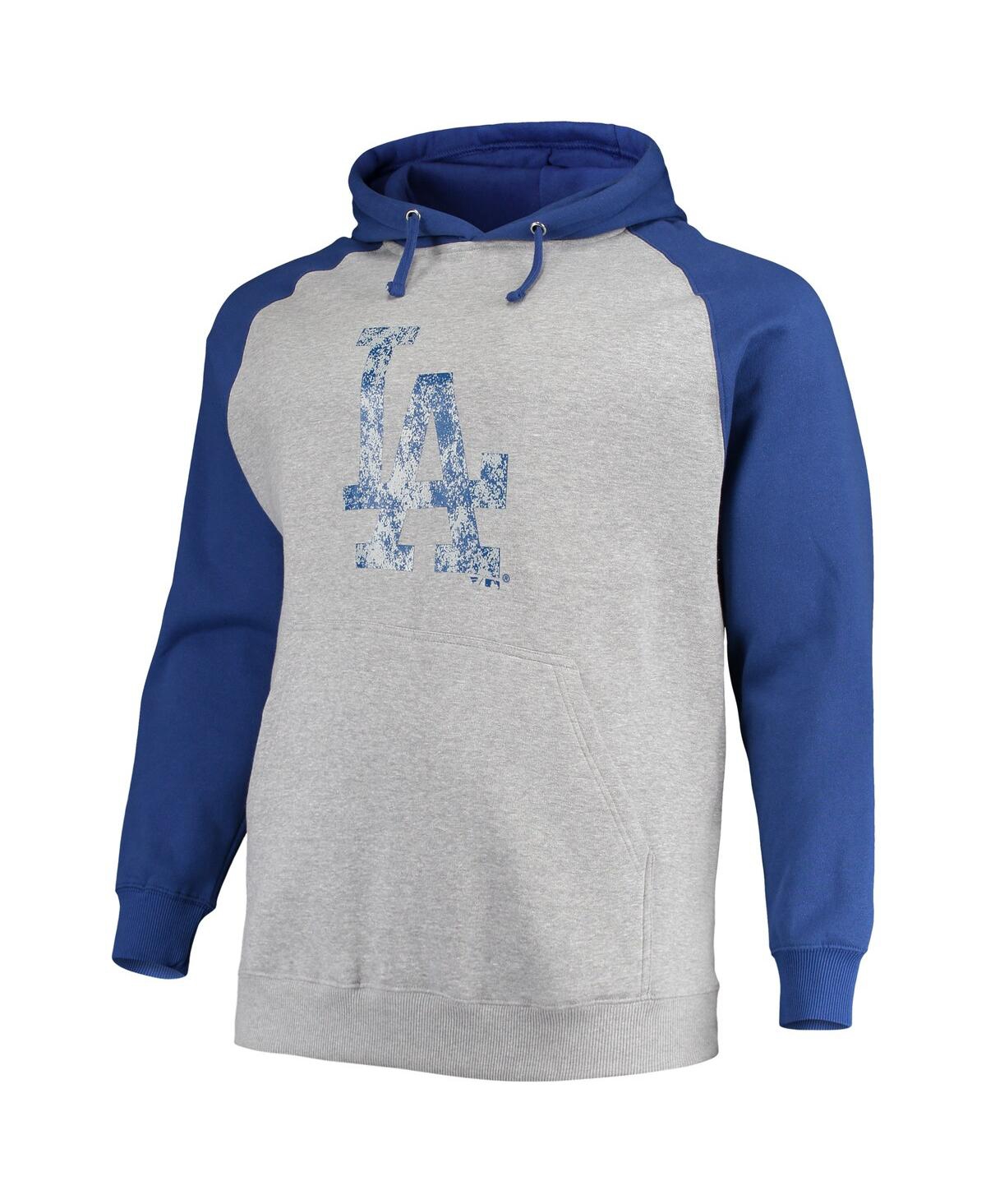 Men's Royal Los Angeles Dodgers Big and Tall Raglan Pullover Hoodie - Royal