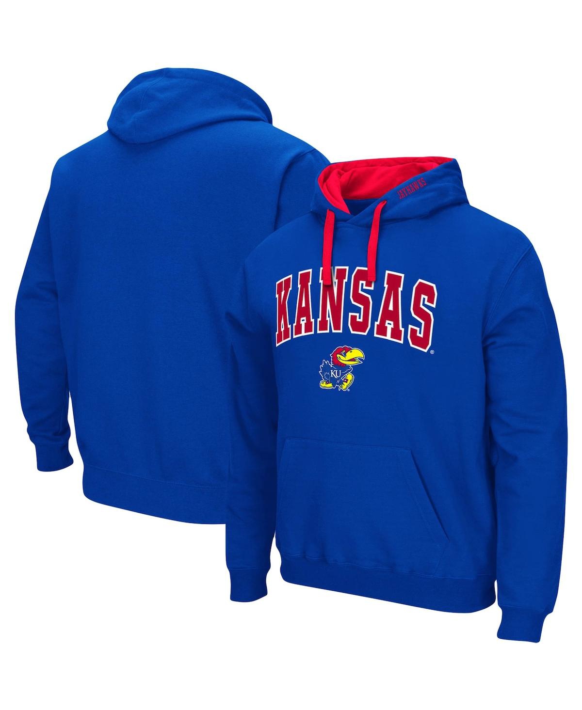 Men'sKansas Jayhawks Big and Tall Arch and Logo 2.0 Pullover Hoodie - Royal