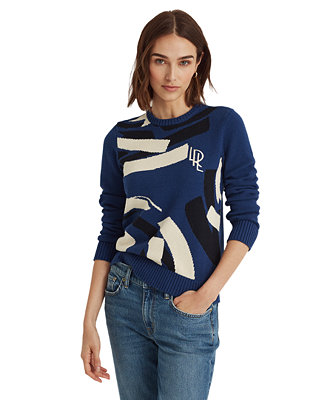 Lauren Ralph Lauren Geometric Combed Cotton Sweater & Reviews - Sweaters - Women - Macy's