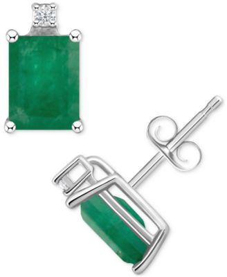 Tanzanite (1-1/5 ct. t.w.) & Diamond Accent Stud Earrings in 14k White Gold (Also in Emerald, Sapphire & Ruby)