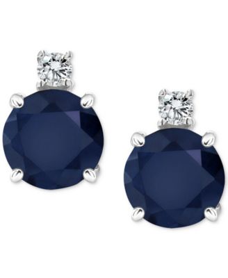 Sapphire (1-1/3 ct. t.w.) & Diamond Accent Stud Earrings in 14k White Gold (Also in Emerald & Ruby)