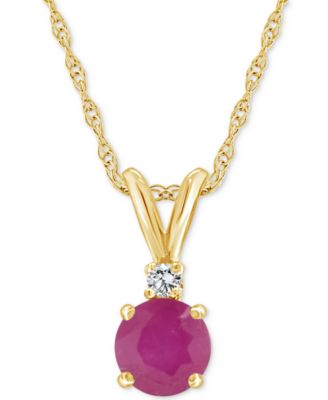 Sapphire (5/8 ct. t.w.) & Diamond Accent 18" Pendant Necklace in 14k Gold (Also in Emerald & Ruby)
