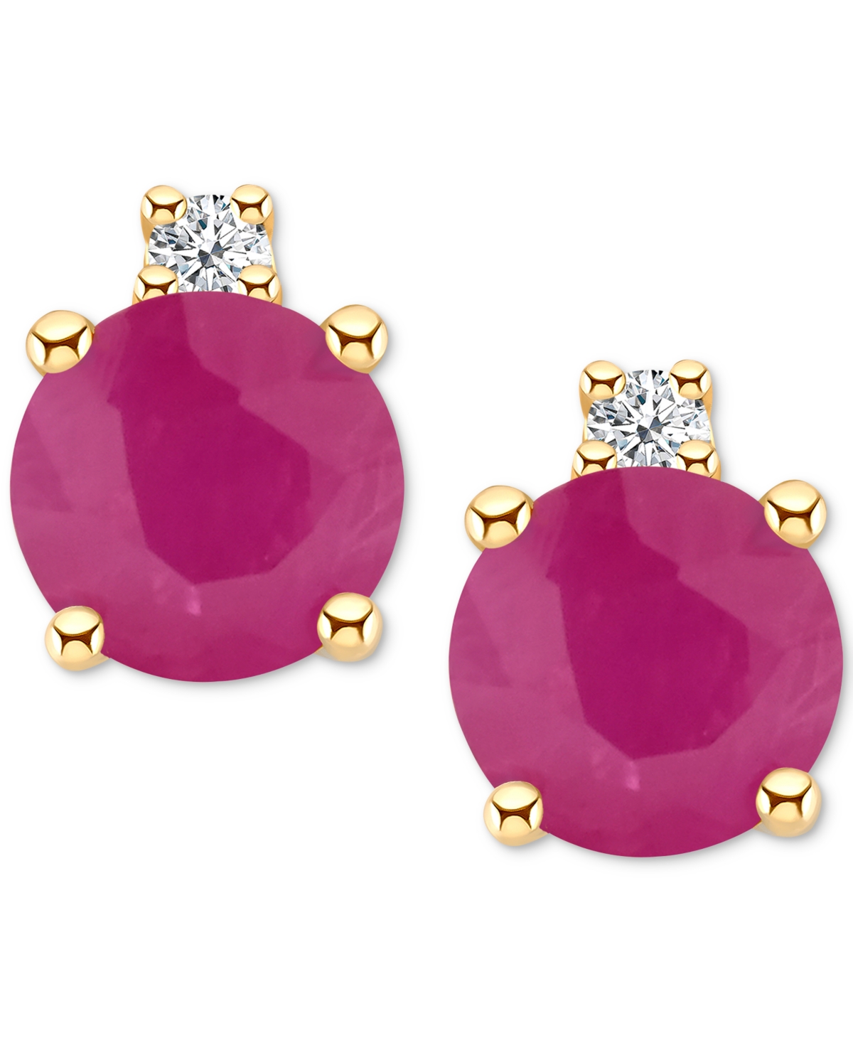 Macy's Tanzanite (1/2 Ct. T.w.) & Diamond Accent Stud Earrings In 14k Gold (also In Emerald, Ruby, & Sapphi In Red