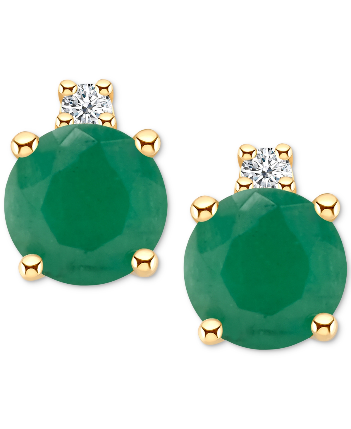 Macy's Tanzanite (1/2 Ct. T.w.) & Diamond Accent Stud Earrings In 14k Gold (also In Emerald, Ruby, & Sapphi In Green
