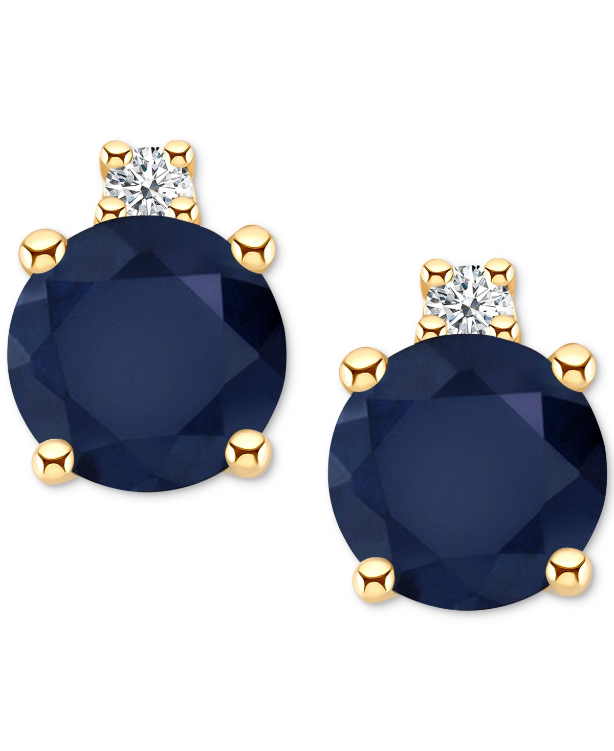 Macy's Tanzanite (1/2 Ct. T.w.) & Diamond Accent Stud Earrings In 14k Gold (also In Emerald, Ruby, & Sapphi In Blue