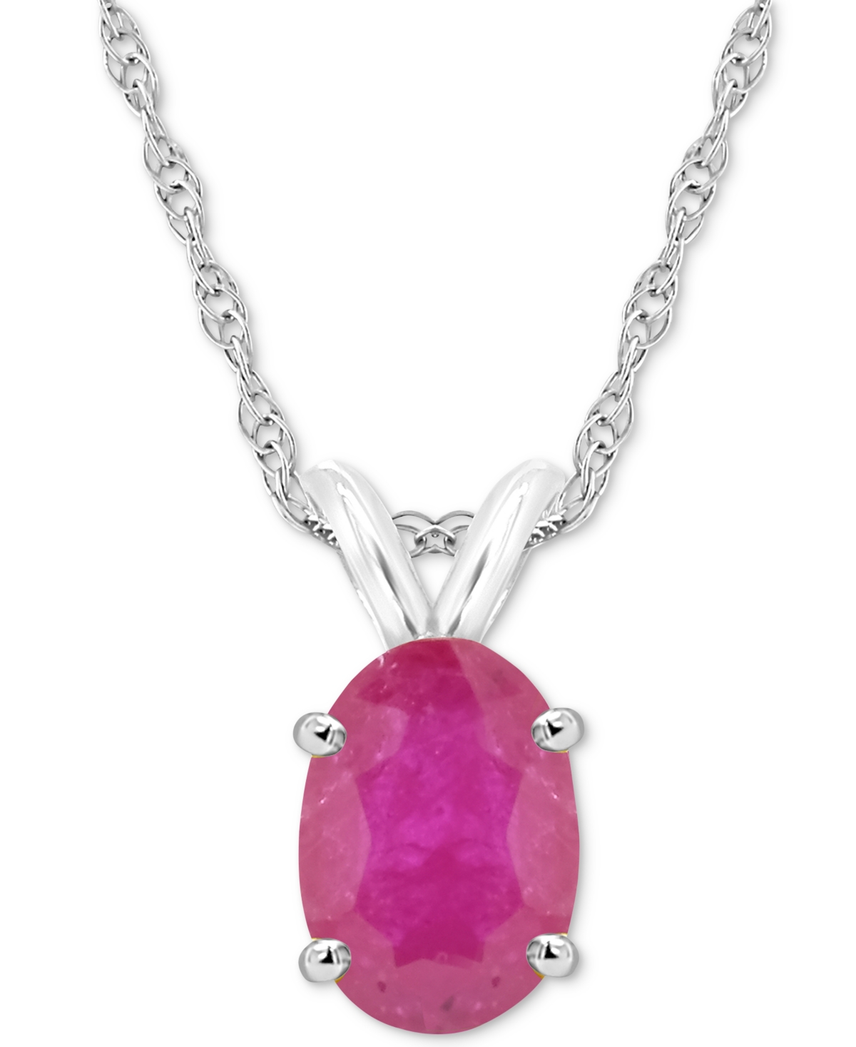 Macy's Sapphire Solitaire 18" Pendant Necklace (1 Ct. T.w.) In 14k White Gold (also In Ruby) In Red