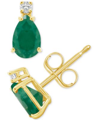 Sapphire (1 ct. t.w.) & Diamond Accent Stud Earrings in 14k Gold (Also in Emerald, Ruby, & Tanzanite)