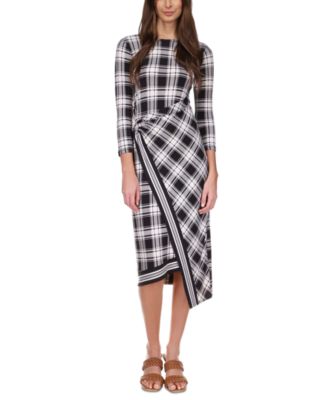 Michael Kors Asymmetrical Plaid Midi Dress & Reviews - Dresses - Women -  Macy's