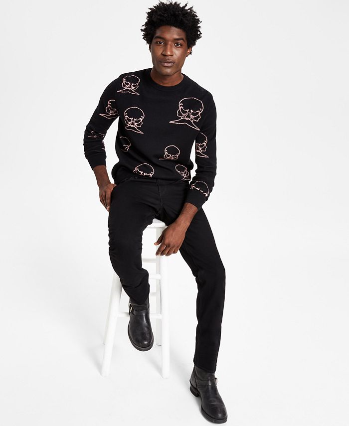 CRWTH Men's Regular-Fit Skull Jacquard Sweater - Macy's