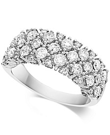 White Diamond (1-1/2 ct. t.w.) & Black Diamond Accent Cluster Ring in 14k White Gold