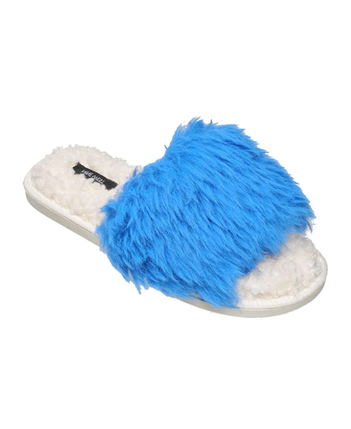 Nine West Women's Fuzzy Slide Slippers In Electric Blue ModeSens