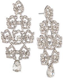 Silver-Tone Crystal Cluster Chandelier Earrings