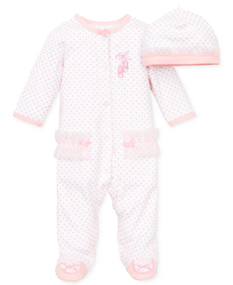 Комбинезоны Little Me Prima Ballerina Coverall with Matching Hat, 2 Piece Set для девочек-малышей, цвет: Белый / Розовый