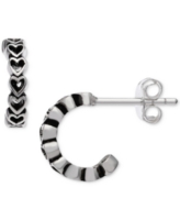 Giani Bernini Heart Half Hoop Earrings in Sterling Silver, Created for Macy's - Sterling Silver