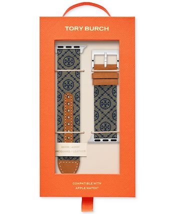 Tory Burch T Monogram Leather & Jacquard Apple Watch Strap Set
