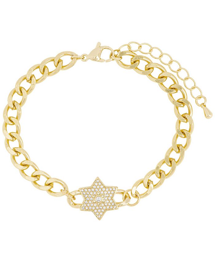 Macy's Cubic Zirconia Star Link Bracelet in Fine Gold Plate Macy's