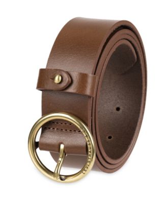 Women's Circular Center Bar Buckle Leather Belt