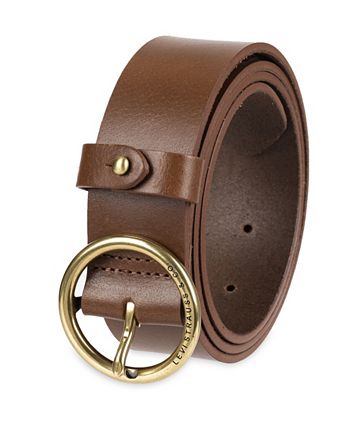 Buy Womens Heavyweight Genuine Leather Belt With Circle Center Bar Buckle  for USD 50.00