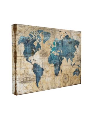 Retro Abstract World Map Design Stretched Canvas Wall Art, 24" x 30"